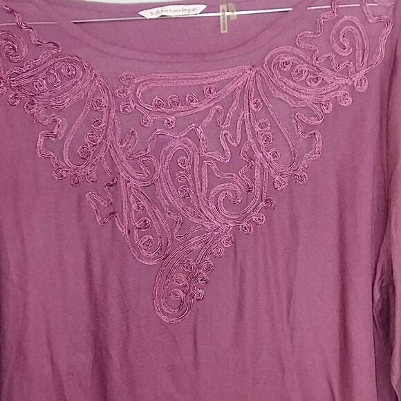 Soft Surroundings‎ Womens Top Sz Small Cranberry Lace Insert Tunic Relaxed Fit - Picture 5 of 12